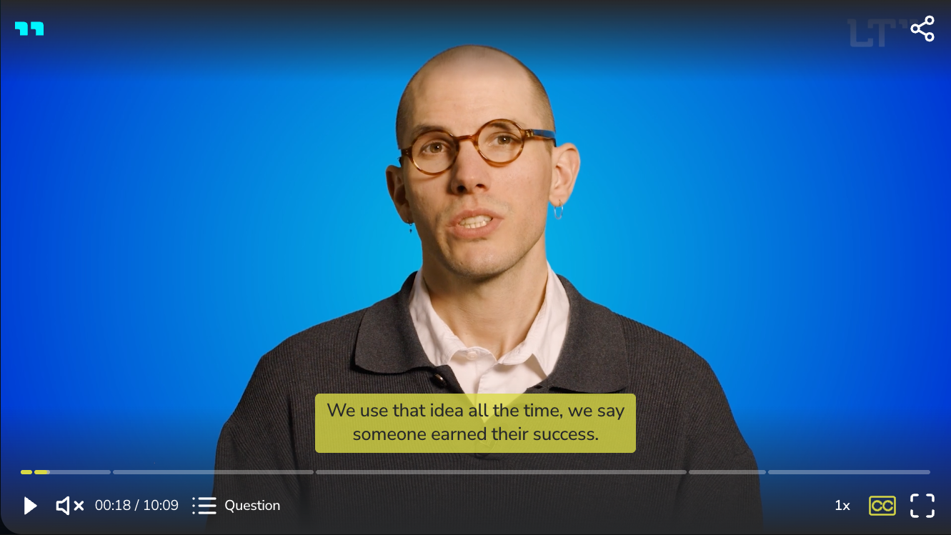 Landscape LT Player with playback, chapters, captions, speed and fullscreen controls
